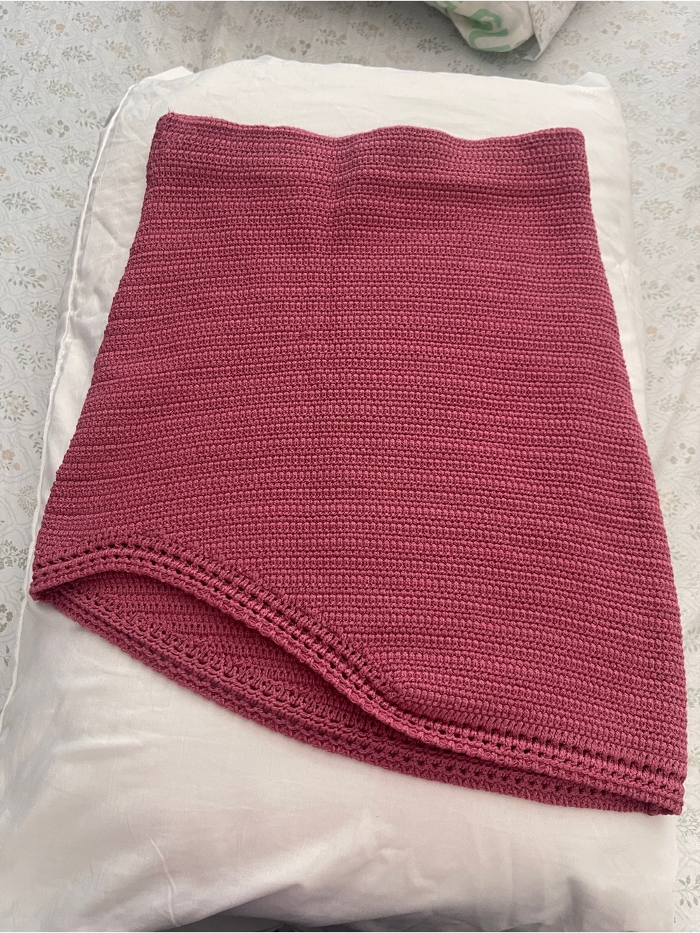 Zara Asymmetric Crochet Skirt in Rose Pink